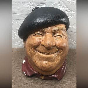 Vintage 1971 Bossons Pierre Chalkware Head Wall Plaque Made in England